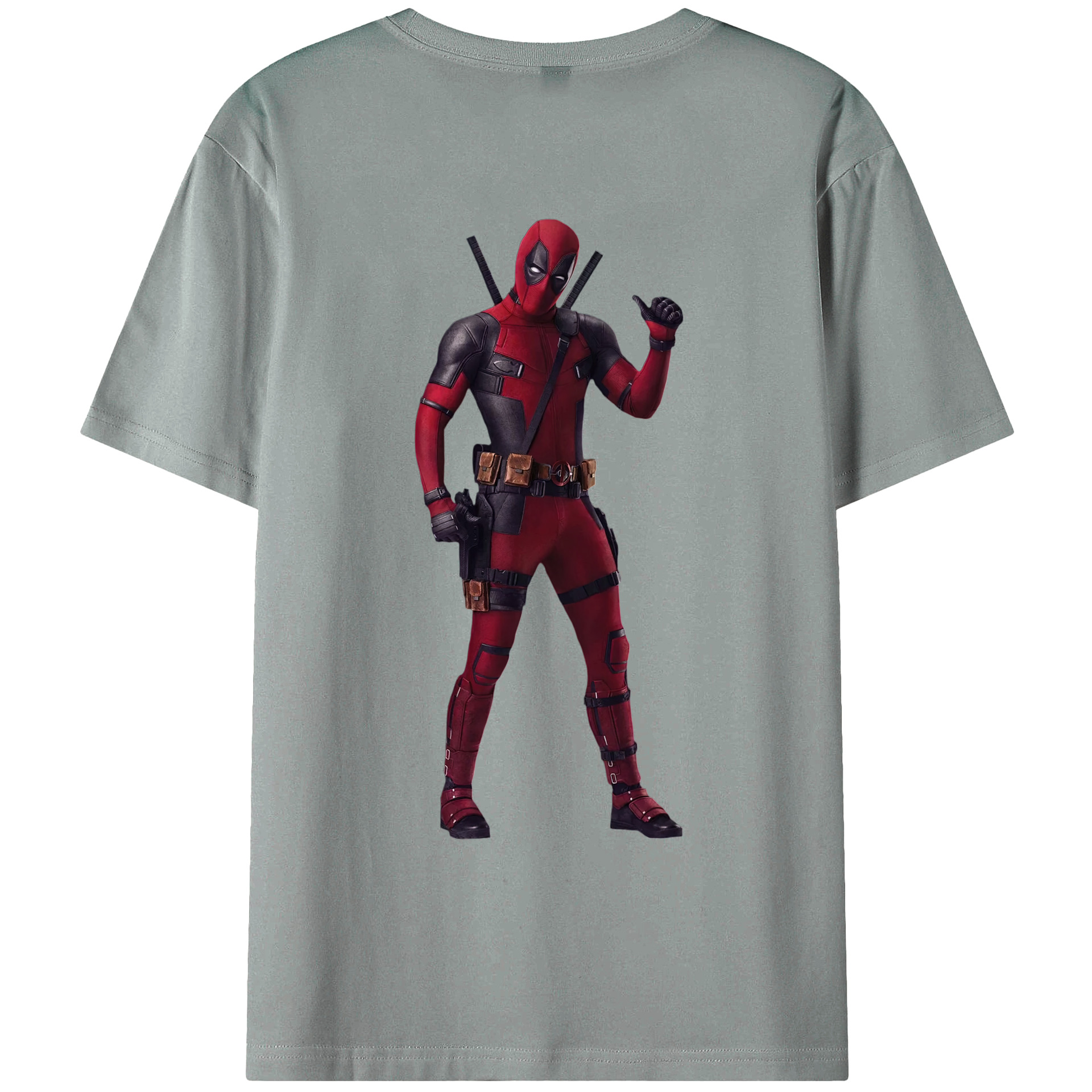 （画像用） Deadpool デッドプール 綿100％ メンズ半袖Tシャツ（バックプリント） 通気性